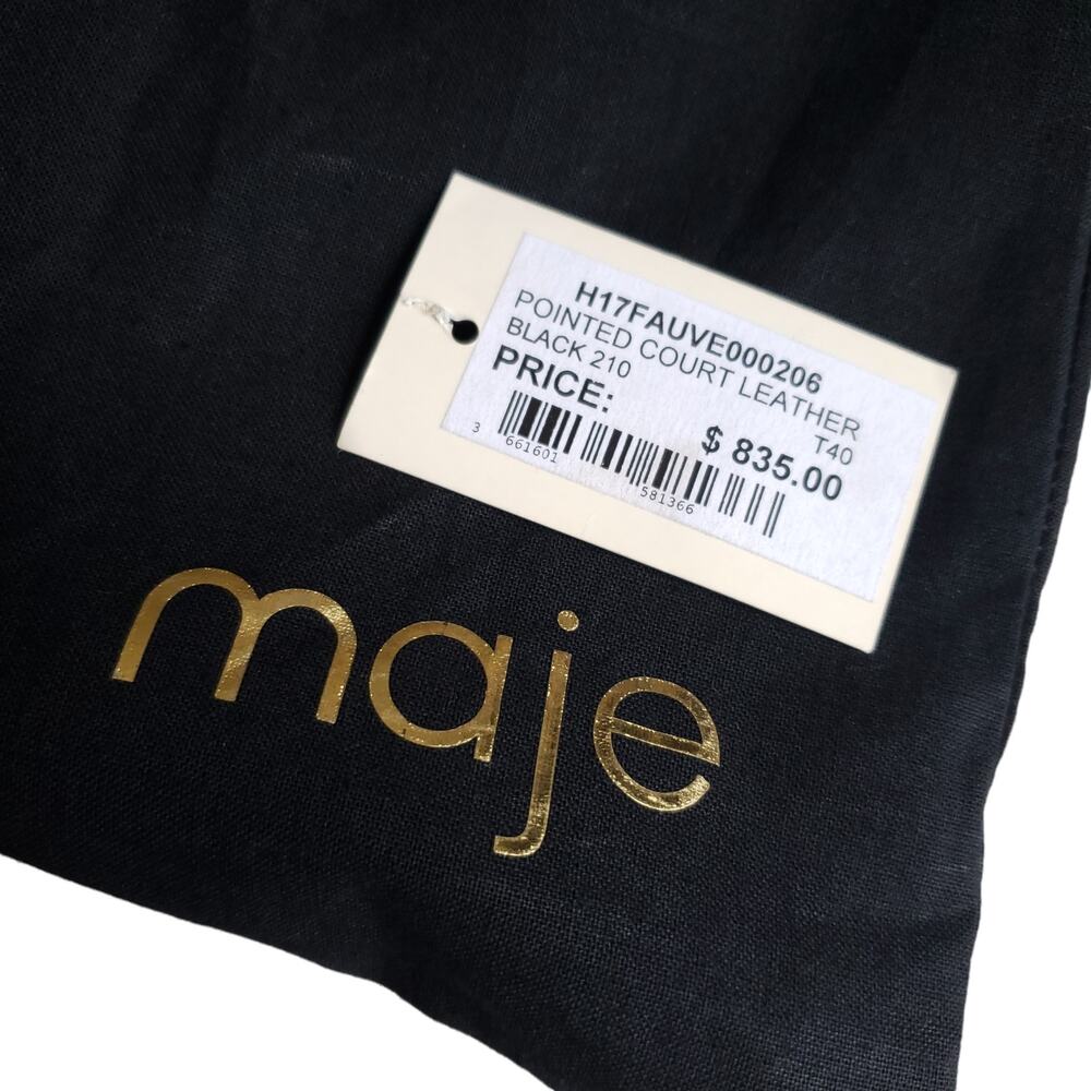 MAJE Fauve leather pointed pointy toe thigh over the knee black boots 40 9 NEW - Picture 9 of 10
